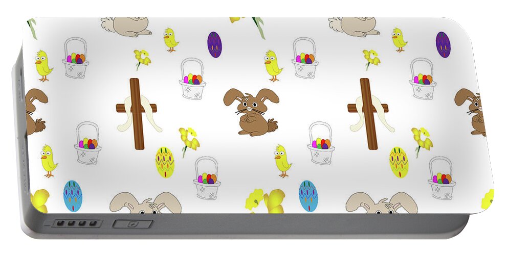 Illustration Portable Battery Charger featuring the photograph Easter seamless pattern by Karen Foley
