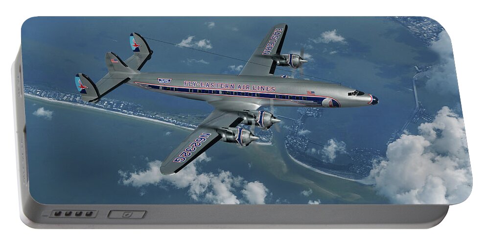 Eastern Air Lines Portable Battery Charger featuring the digital art Eastern Air Lines Super Constellation by Erik Simonsen