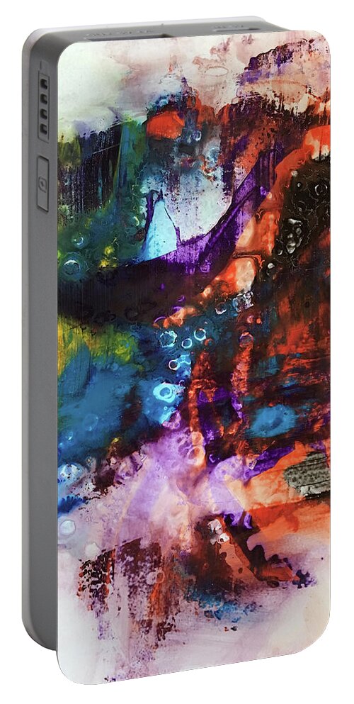 Abstract Art Portable Battery Charger featuring the painting Eater of Lost Wings by Rodney Frederickson