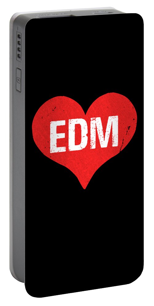 Funny Portable Battery Charger featuring the digital art EDM Electronic Dance Music is Love by Flippin Sweet Gear