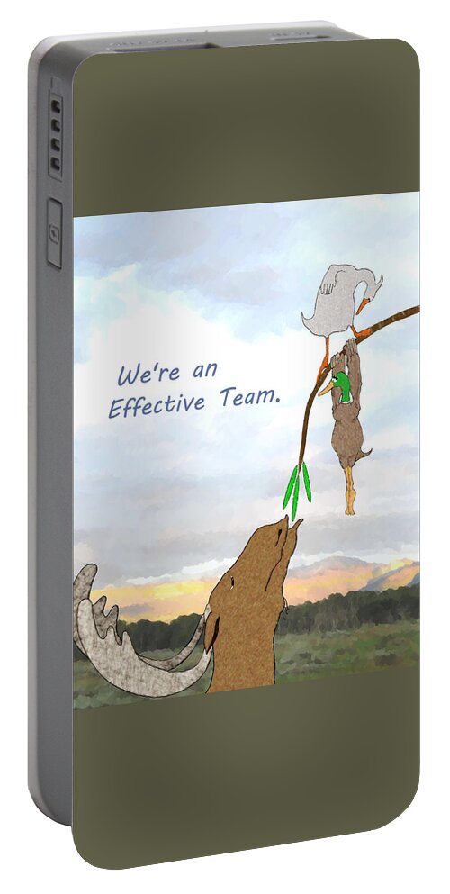 Nature Portable Battery Charger featuring the mixed media Effective Team by Judy Cuddehe