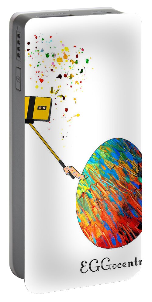 Egg Portable Battery Charger featuring the painting EGGocentric by Miki De Goodaboom