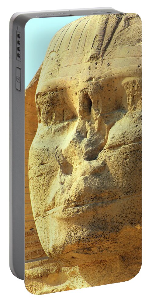 Sphinx Portable Battery Charger featuring the photograph Egypt Sphinx Face by Mikhail Kokhanchikov