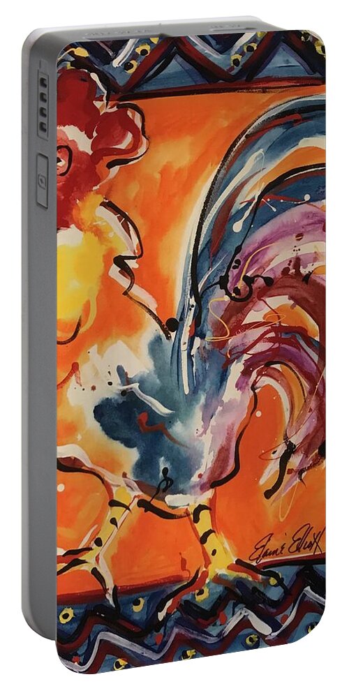Chicken Portable Battery Charger featuring the painting El Pollo by Elaine Elliott