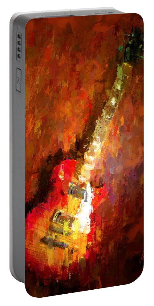 Chord Portable Battery Charger featuring the painting Electric guitar by Vart Studio
