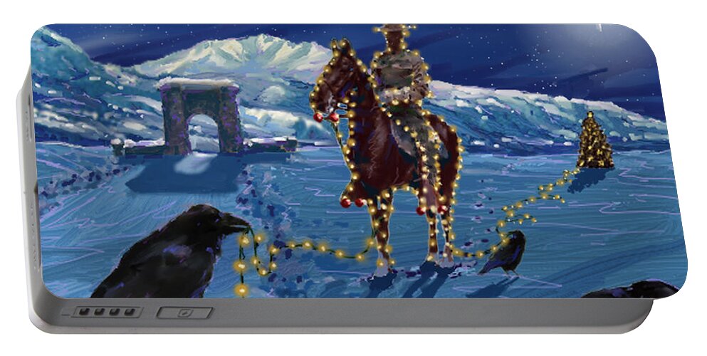Yellowstone Portable Battery Charger featuring the digital art Electric Ranger by Les Herman