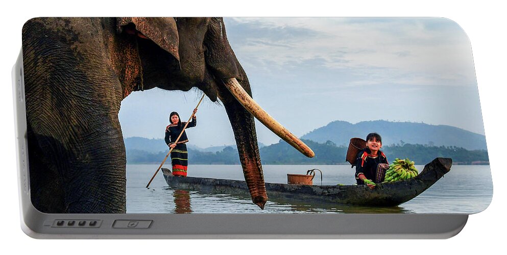 Awesome Portable Battery Charger featuring the photograph Elephant And Life by Khanh Bui Phu