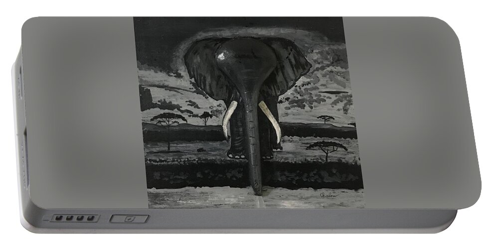  Portable Battery Charger featuring the painting Elephant Glory by Charles Young