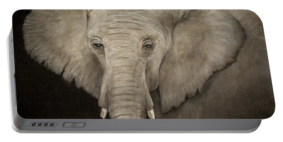 Elephant Portable Battery Charger featuring the painting The Elephant by Shirley Dutchkowski