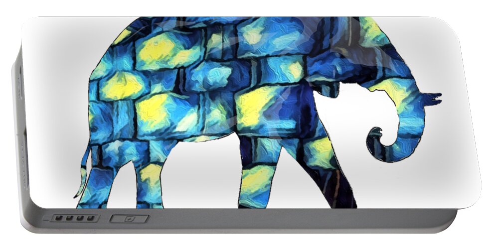 Elephant Portable Battery Charger featuring the digital art Elephant Silhouette 3 by Eileen Backman
