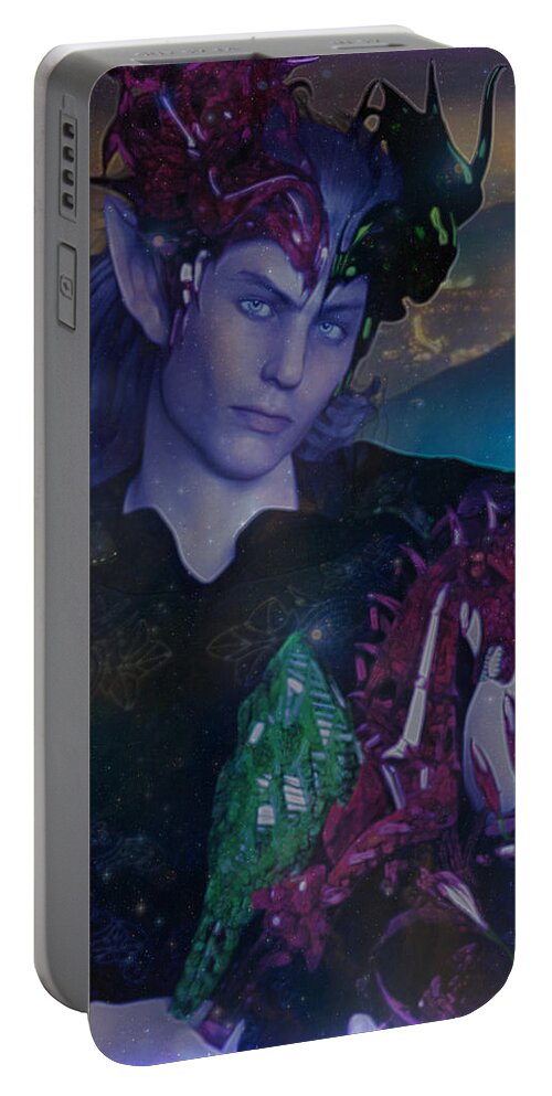 Elf Portable Battery Charger featuring the digital art Elf Mage by Suzanne Silvir