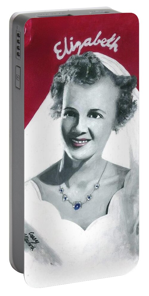 Acrylic Portraits Portable Battery Charger featuring the painting Elizabeth by Cassy Allsworth