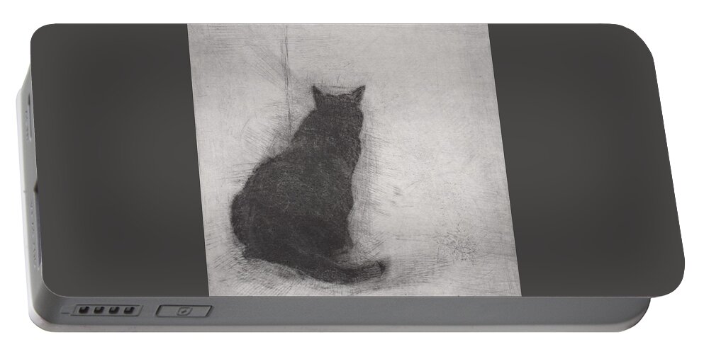 Cat Portable Battery Charger featuring the drawing Ellen Peabody Endicott - etching by David Ladmore