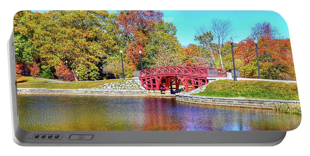 Elm Portable Battery Charger featuring the photograph Elm Park in Autumn by Monika Salvan