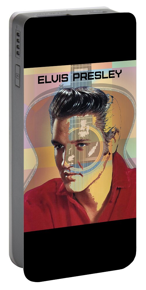 Elvis Portable Battery Charger featuring the photograph Elvis Presley and Guitar by Ronald Mills
