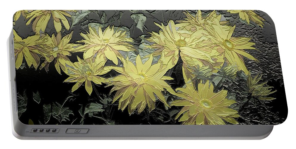 Digital Portable Battery Charger featuring the digital art Embossed Dasies by Deb Nakano