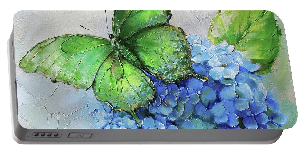 Butterfly Portable Battery Charger featuring the painting Emerald Butterfly by Tina LeCour