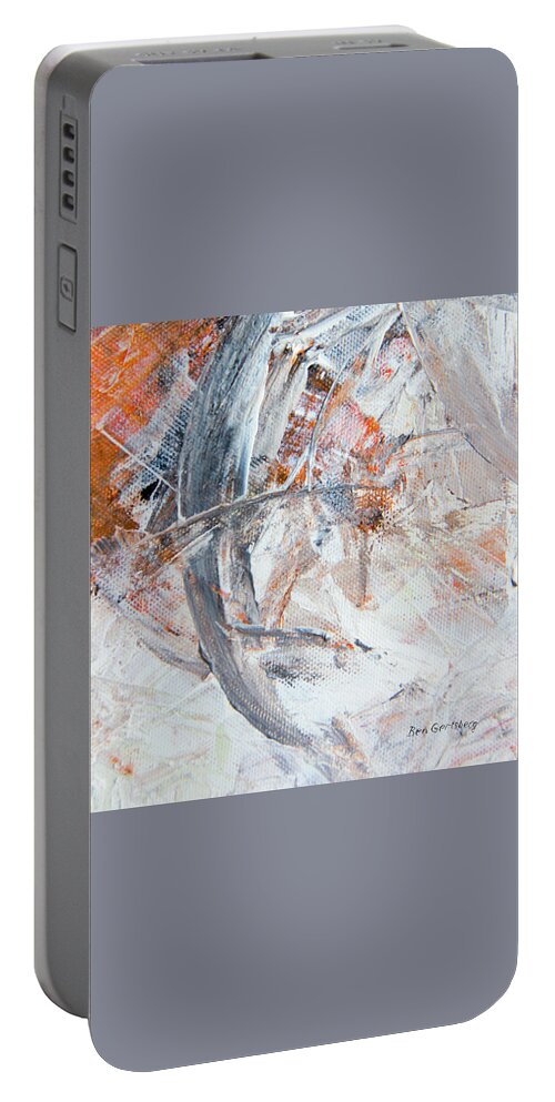 Face Portable Battery Charger featuring the painting Emerging - Study 3 Portrait - abstract painting by Ben and Raisa Gertsberg