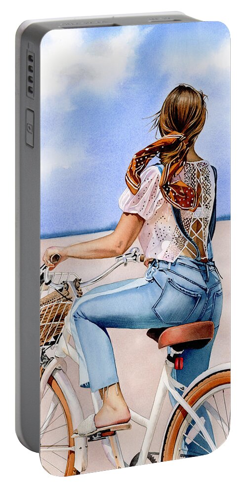 Summer Portable Battery Charger featuring the painting Emily by Espero Art
