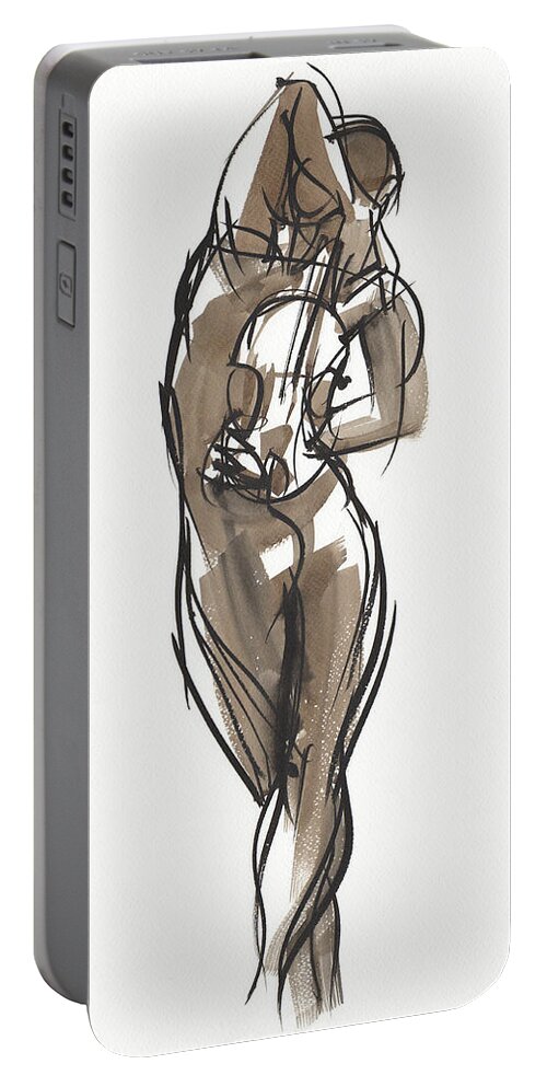 Woman Portable Battery Charger featuring the painting Emily with Violin by Judith Kunzle