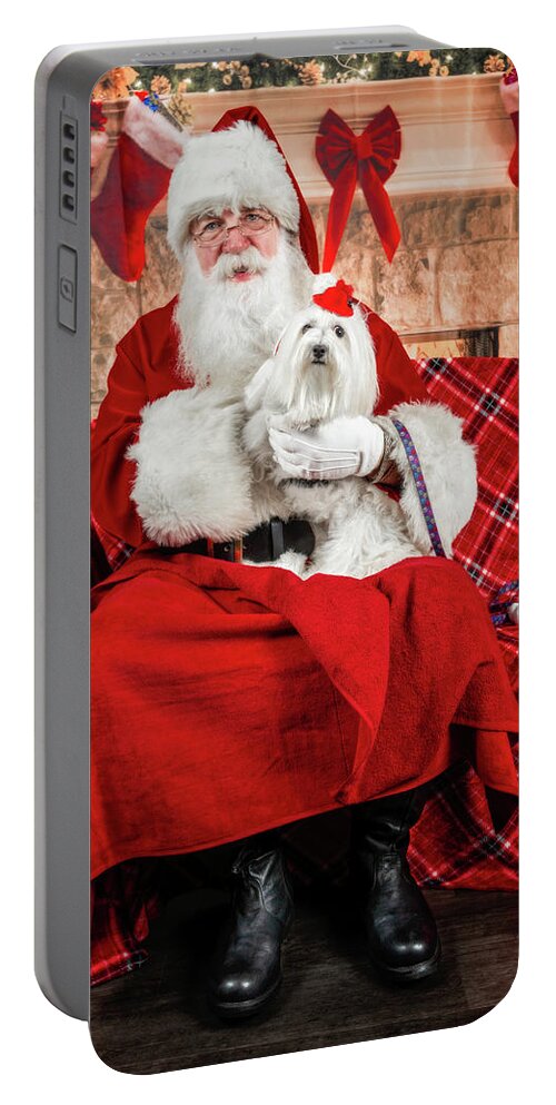 Emmy Portable Battery Charger featuring the photograph Emmy with Santa 1 by Christopher Holmes