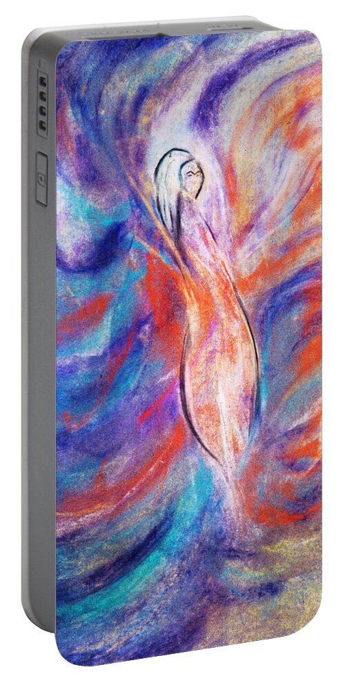 Girl Portable Battery Charger featuring the pastel Emotional by Melinda Firestone-White