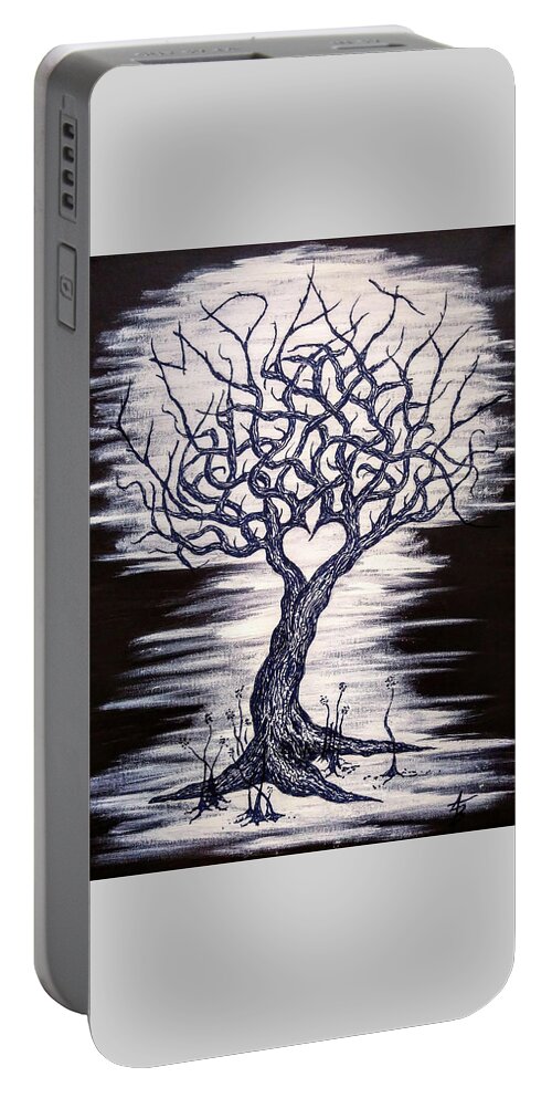 Empathy Portable Battery Charger featuring the drawing Empathy Love Tree- no foliage by Aaron Bombalicki
