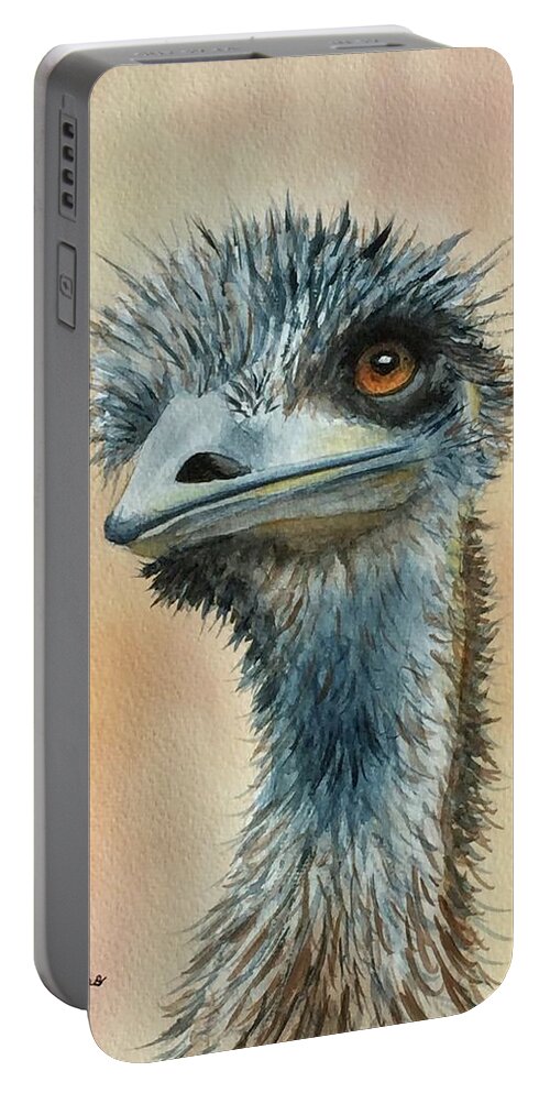 Emu Portable Battery Charger featuring the painting Emu Emu by Lyn DeLano