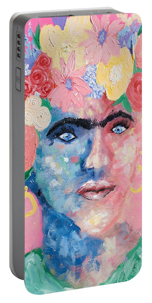 Frida Portable Battery Charger featuring the painting Emulating Frida by Bonny Puckett