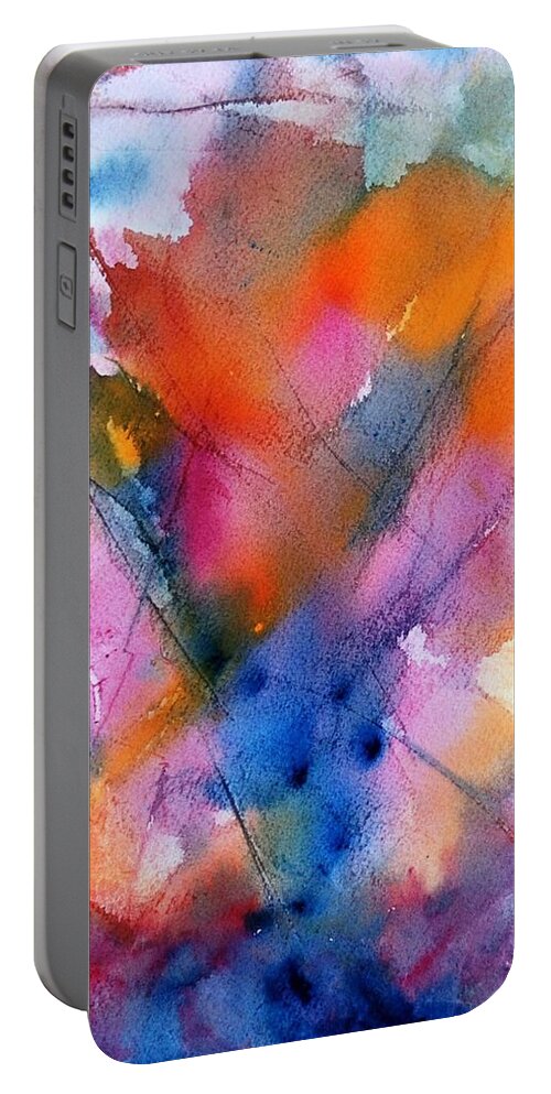 Abstract Portable Battery Charger featuring the painting Encounter by Dick Richards