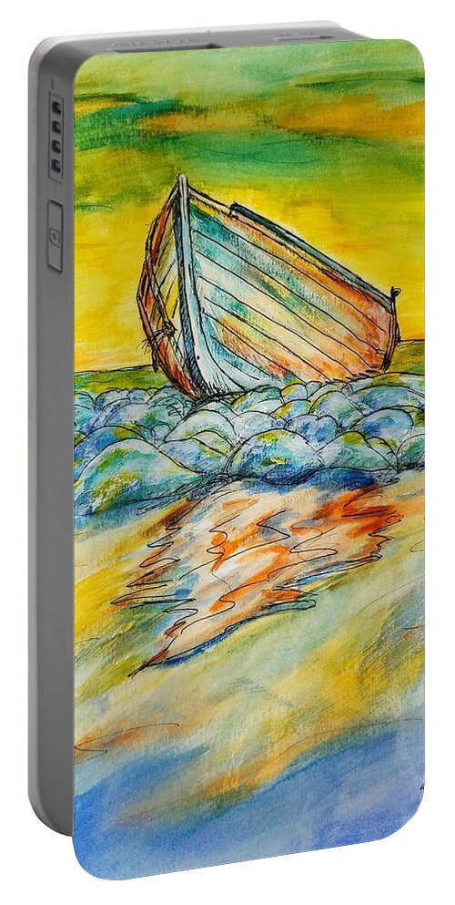 Water Color Portable Battery Charger featuring the mixed media End Of The Day by Brent Knippel