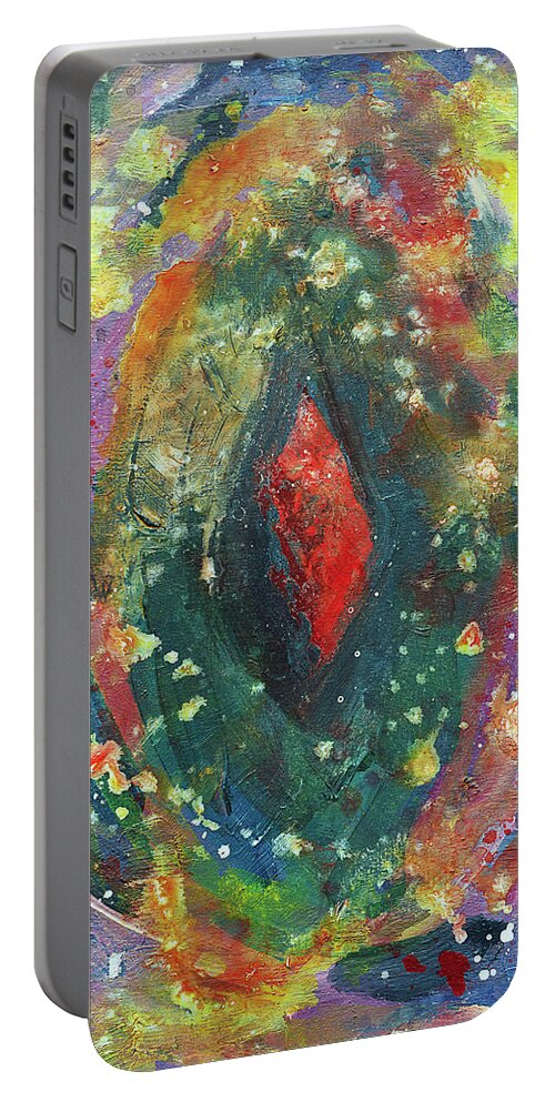 Abstract Portable Battery Charger featuring the painting Energy of Red by Maria Meester