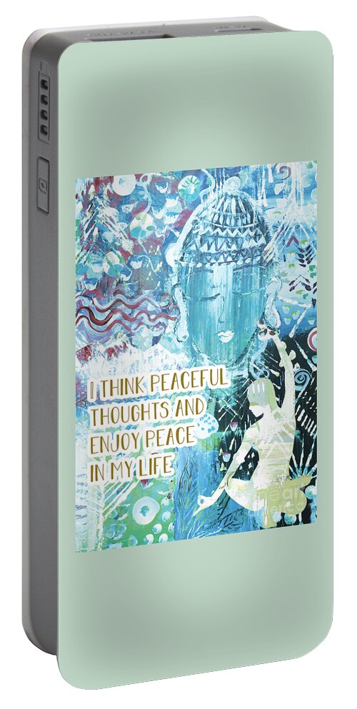 Peace Portable Battery Charger featuring the mixed media Enjoy Peace by Claudia Schoen