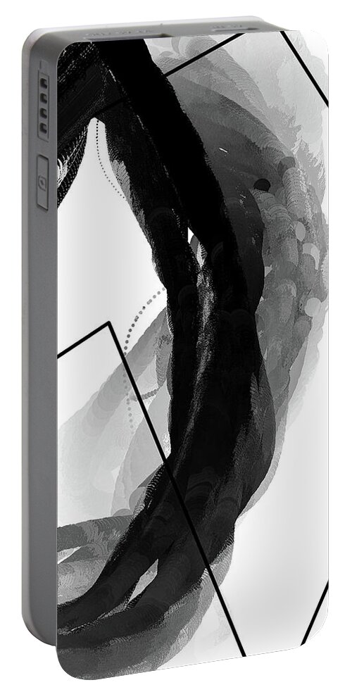 Black And White Modern Art Portable Battery Charger featuring the painting Ephemeral No. 1 - Ephemeral Art - Beauty of Simplicity Art by Lourry Legarde