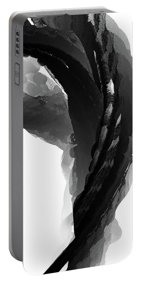 Black And White Modern Art Portable Battery Charger featuring the painting Ephemeral No. 3 - Ephemeral Abstract Art - Universe Art by Lourry Legarde