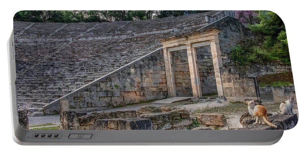 Epidaurus Portable Battery Charger featuring the photograph Epidaurus, Ancient Greek Theater by Marcy Wielfaert