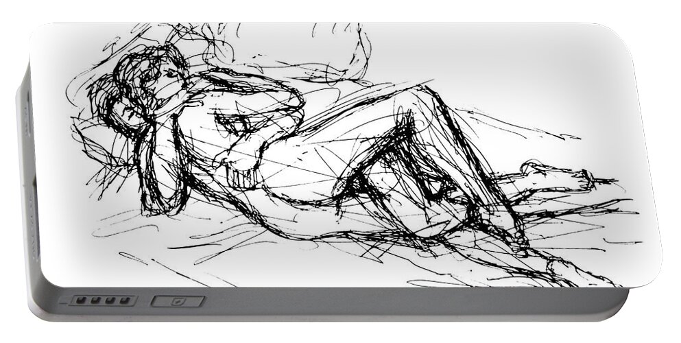 Couples Portable Battery Charger featuring the drawing Erotic Couple Sketches 8 by Gordon Punt