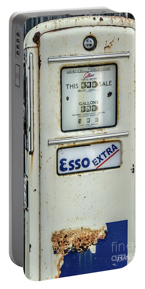 Old Gas Pump Portable Battery Charger featuring the photograph Esso Extra by Elaine Berger