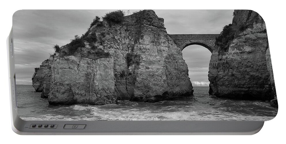 Lagos Portable Battery Charger featuring the photograph Estudantes Beach in Monochrome by Angelo DeVal