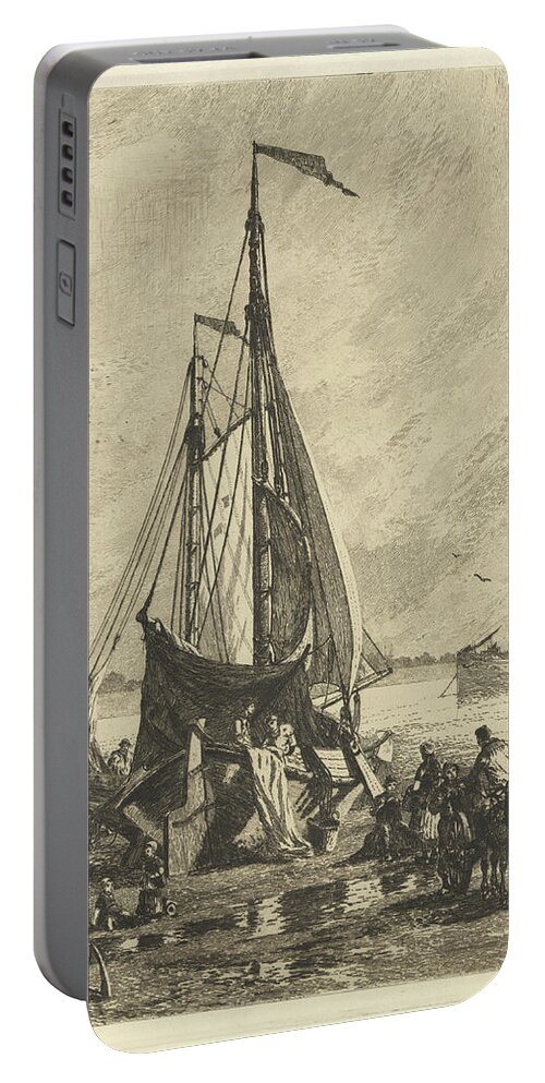 Dutch Portable Battery Charger featuring the painting Etsning hollandska by MotionAge Designs