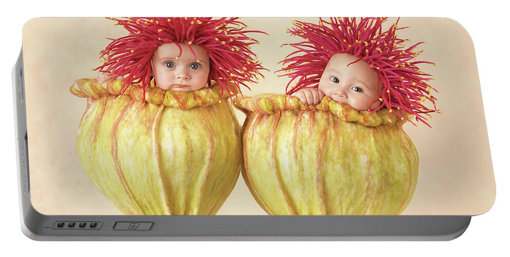Flowers Portable Battery Charger featuring the photograph Eucalyptus Babies by Anne Geddes
