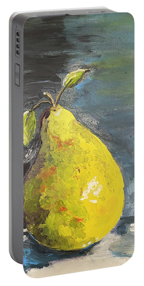 Pear Portable Battery Charger featuring the mixed media French Pear by Linda Bailey