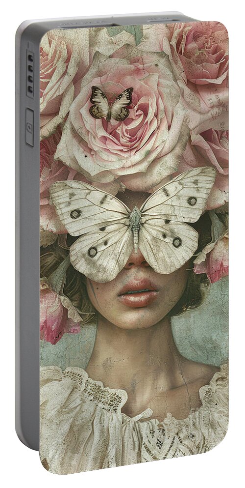 Woman Portable Battery Charger featuring the painting Evelyn by Tina LeCour
