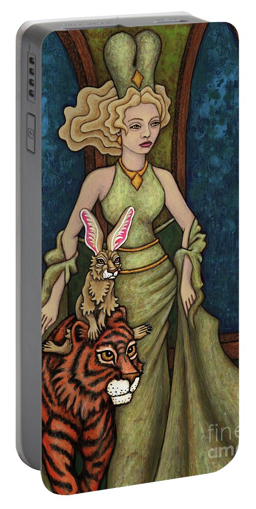 Hare Portable Battery Charger featuring the painting Evening Tiger Stroll by Amy E Fraser