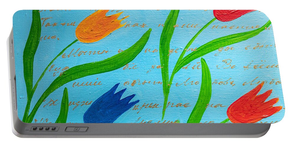 Russian Artists New Wave Portable Battery Charger featuring the painting Everything Will be Good Fragment by Tatiana Irbis