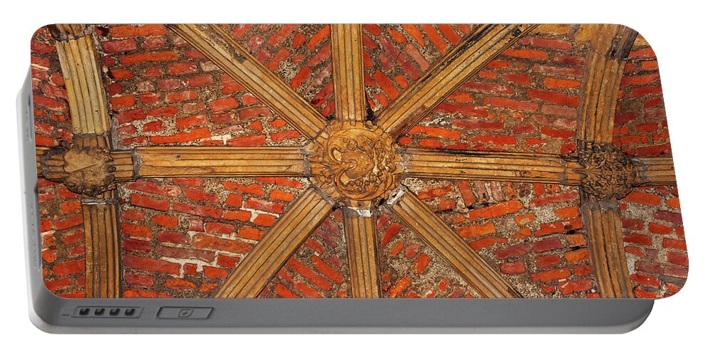 Gothic Portable Battery Charger featuring the photograph Exchequer Gate Medieval Ceiling In Lincoln by Artur Bogacki