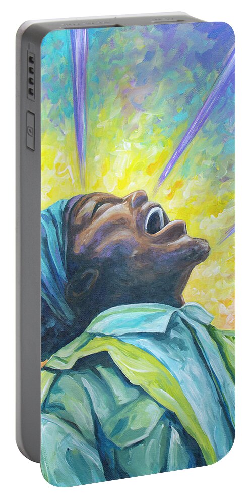 African American Portable Battery Charger featuring the painting Exclamation of the Soul by Sylvia Aldebol
