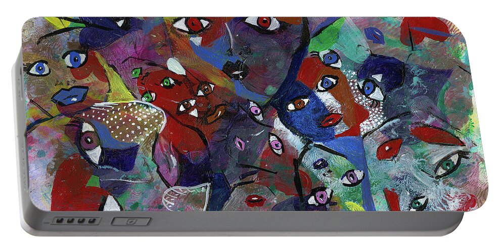 Eyes Portable Battery Charger featuring the painting Eyes Have It by Tessa Evette