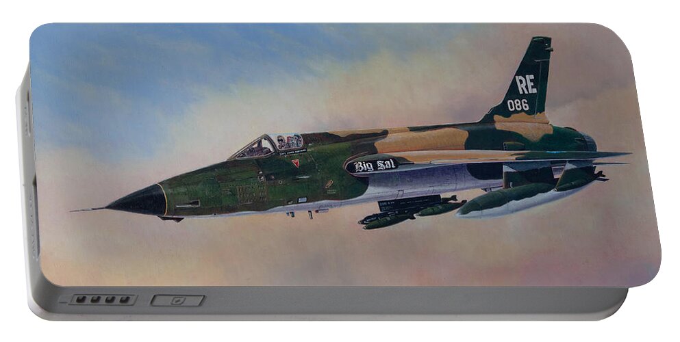 Jet Portable Battery Charger featuring the painting F-105D Big Sal by Douglas Castleman