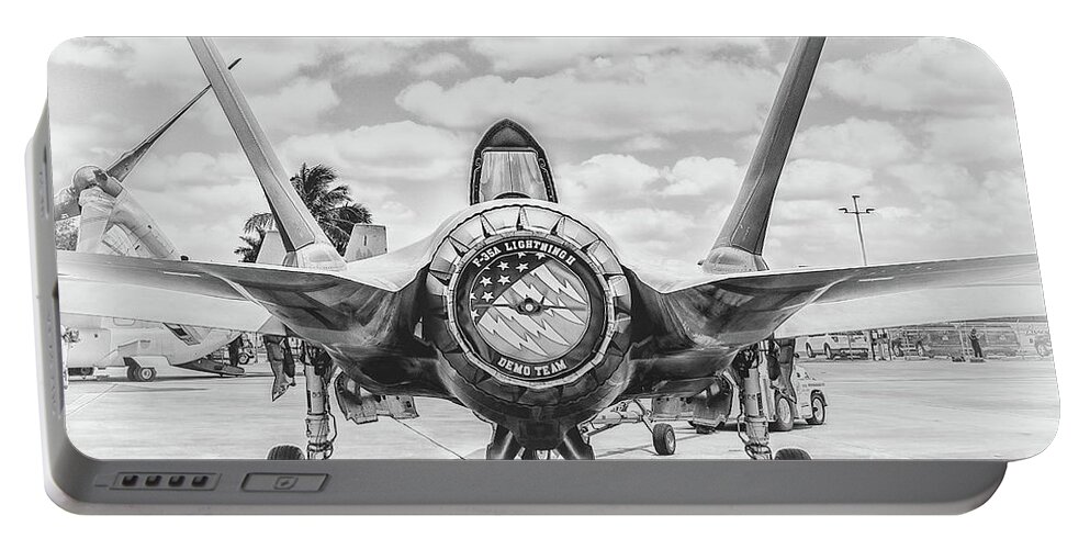 Aviation Art Portable Battery Charger featuring the photograph F-35 Lightning Rear Stance by Rene Triay FineArt Photos